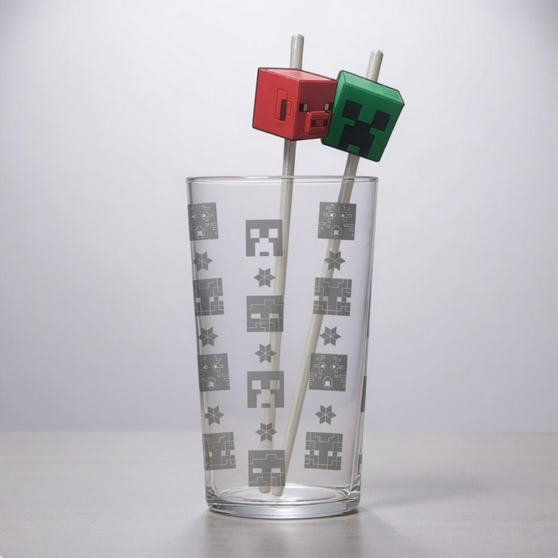 GLASS & STRAW SET MINECRAFT