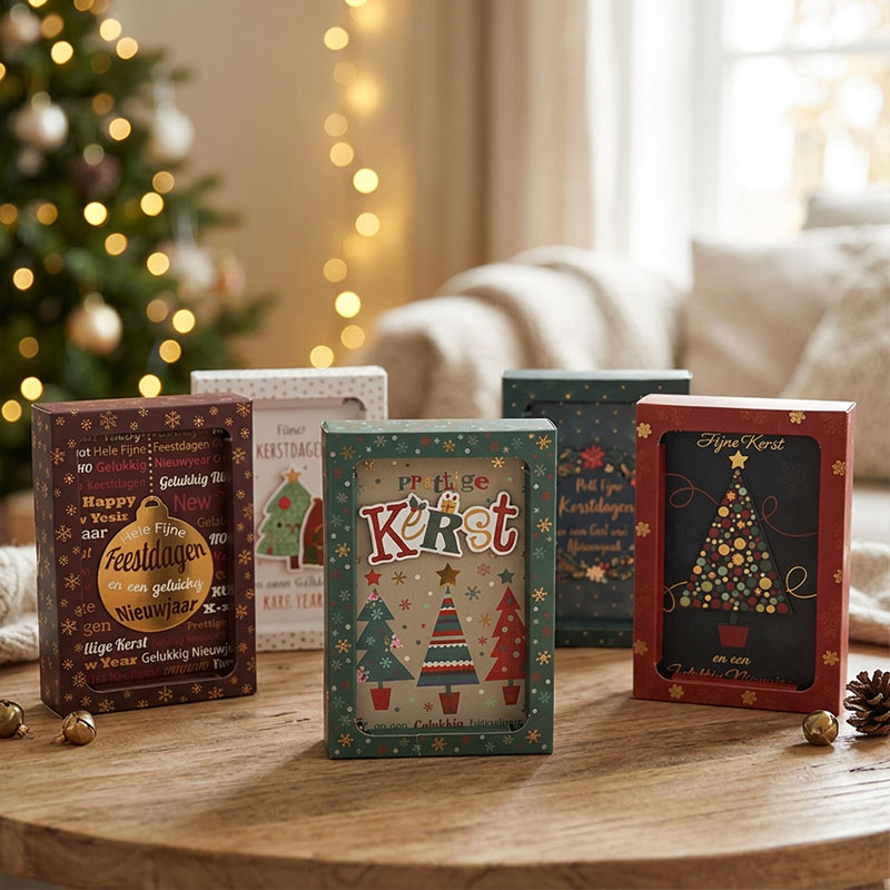 WENSKAARTEN KERSTMIS FEELING 8pcs