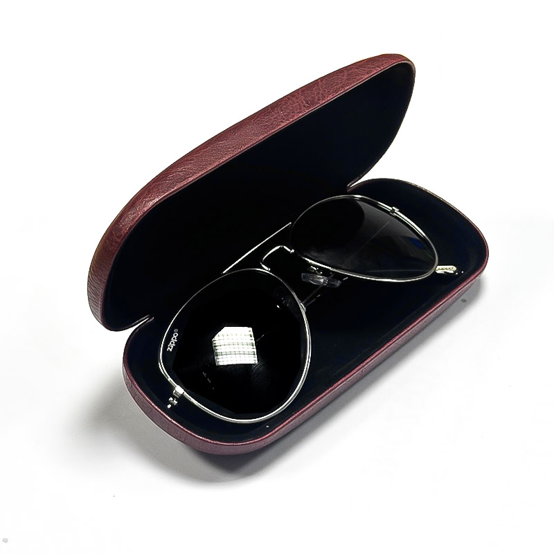 GLASSES LEATHER CASE BORDEAUX