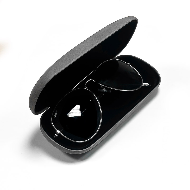GLASSES LEATHER CASE GREY