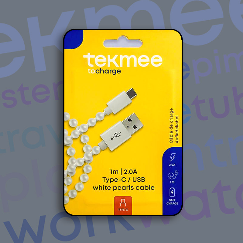 TEKMEE 1M USB TYPE-C WHITE PEARLS CABLE
