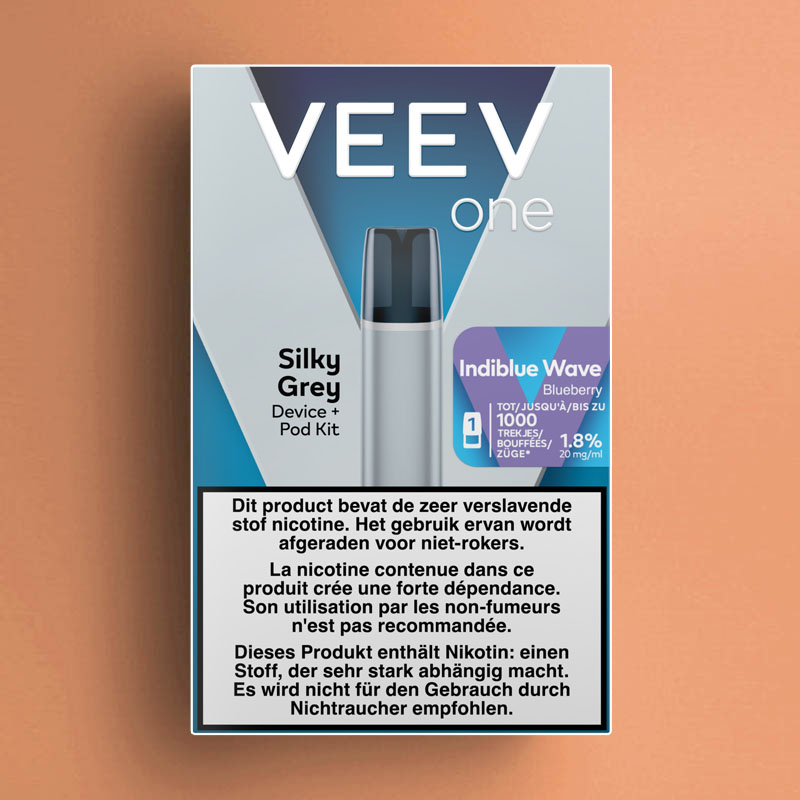VEEV ONE KIT SILKY GREY DEVICE + INDIBLUE WAVE BLUEBERRY POD 20MG