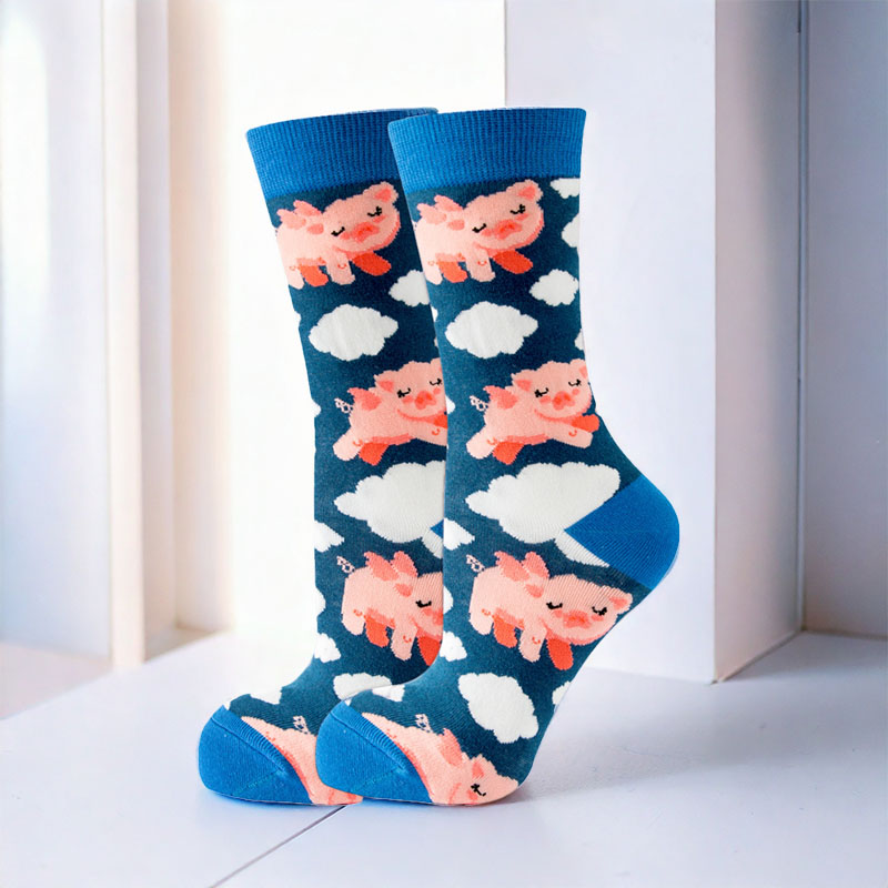 COZY NOXXIEZ SOXXIEZ FLYING PIGS BLUE 38-45 6pcs