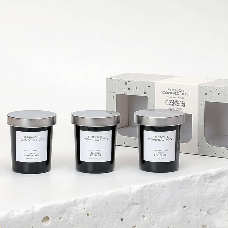 FRENCH CONNECTION BLACK CANDLES GIFT SET 3 X 52G