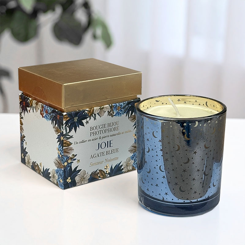 BOUGIE BIJOU PHOTOPHORES "JOIE" WITH NECKLACE & NATURAL STONE