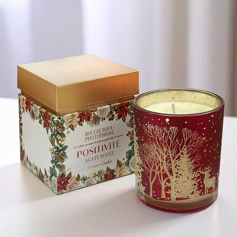 BOUGIE BIJOU PHOTOPHORES "POSITIVITÉ WITH NECKLACE & NATURAL STONE