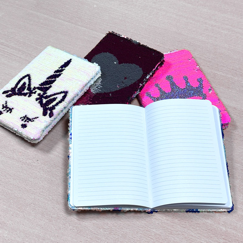 NOTEBOOK WITH GLITTER EMBOSSING 4ass