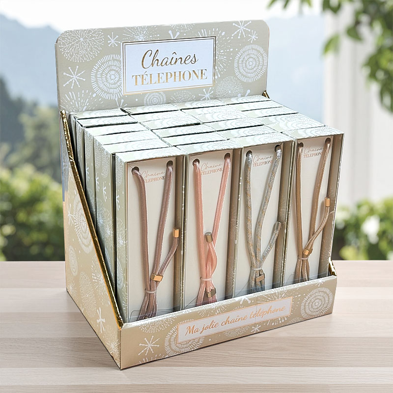 TELEPHONE CORD GLITTER ASSORTIMENT DISPLAY /24