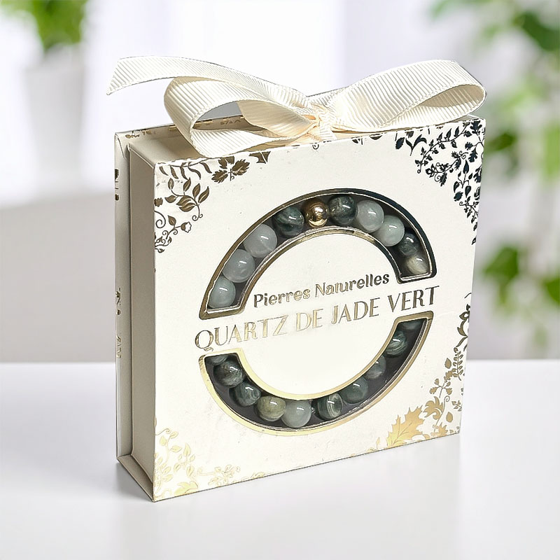 BRACELET PIERRE NATUREL ACIER QUARTZ DE JADE VERT