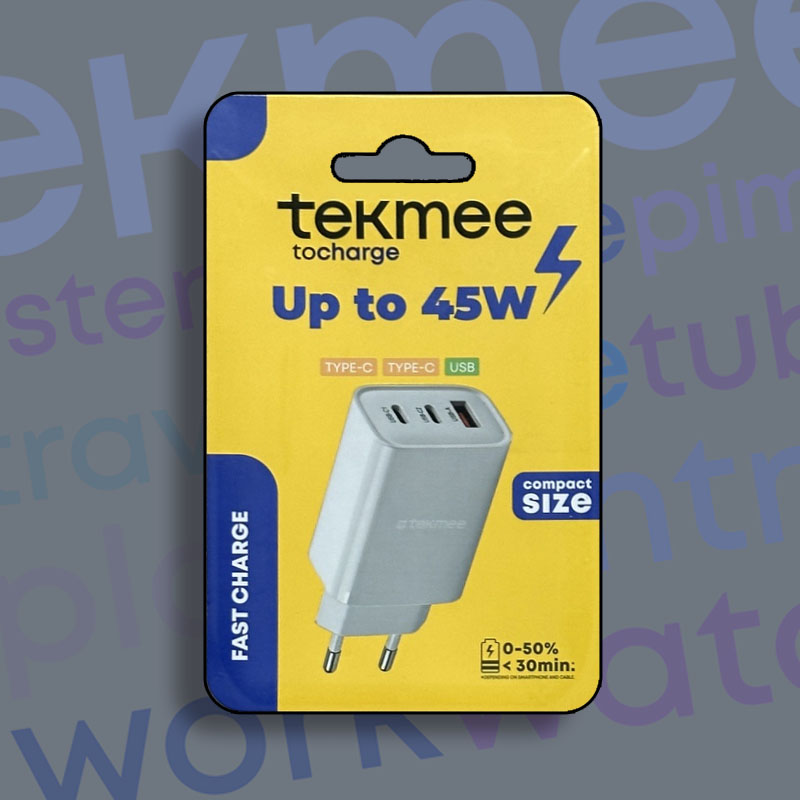 TEKMEE 45W 3-PORTS FAST WALL CHARGER