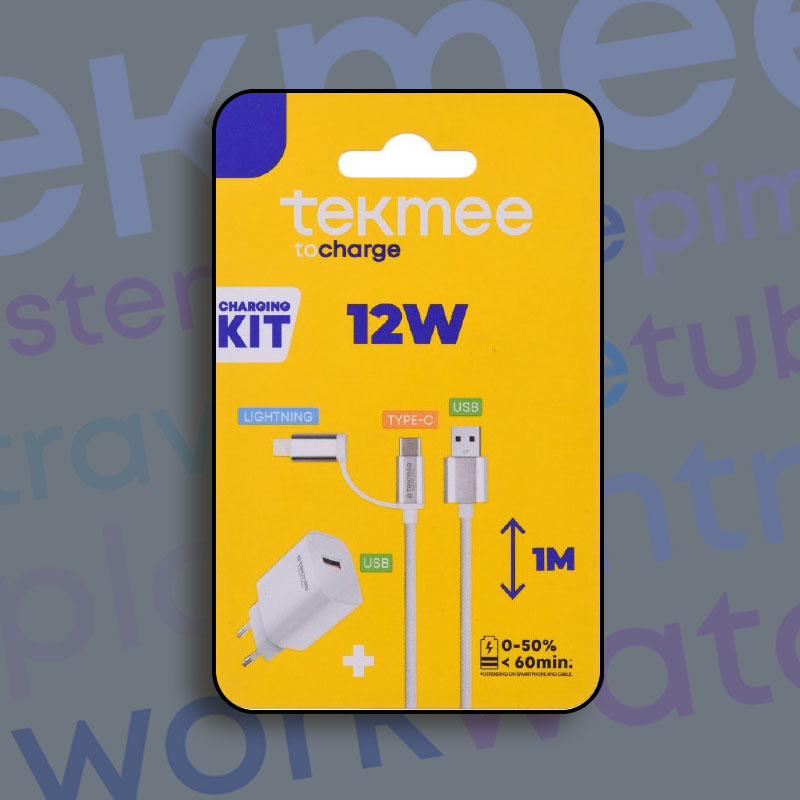 TEKMEE 12W 2 IN 1 TRAVEL KIT (LIGHTING & USB-C CHARGING)