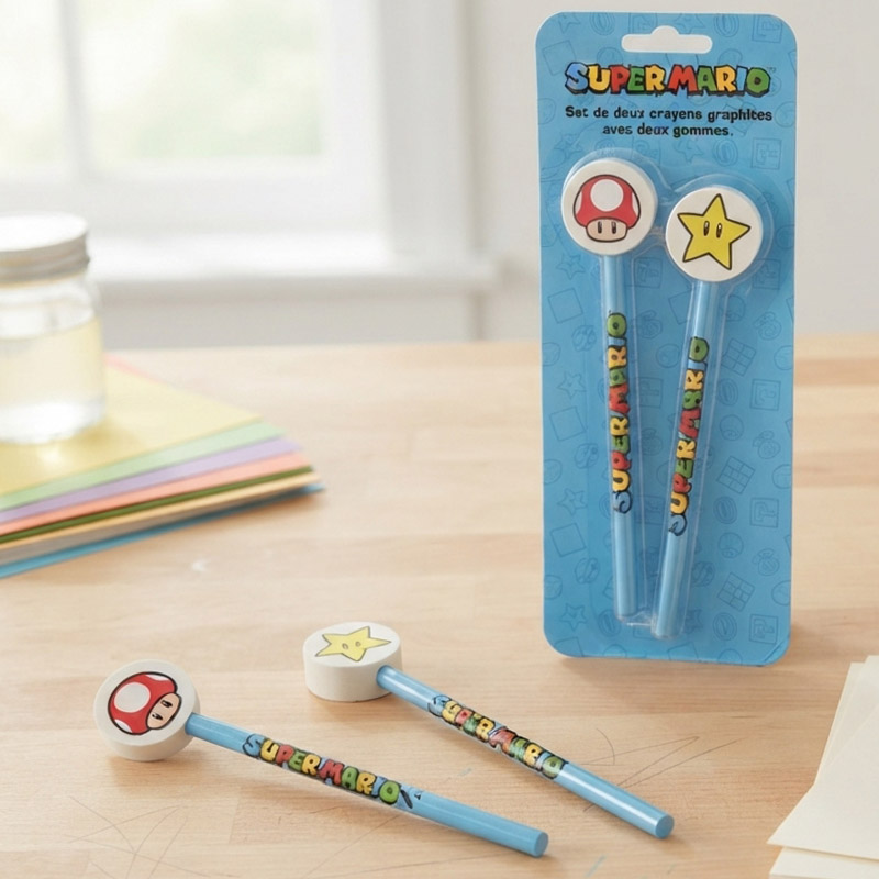 PENCIL SET SUPER MARIO WITH ERASER