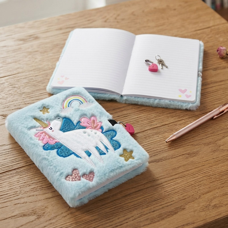 NOTEBOOK FLUFFY UNICORN MAGIC WITH PADLOCK