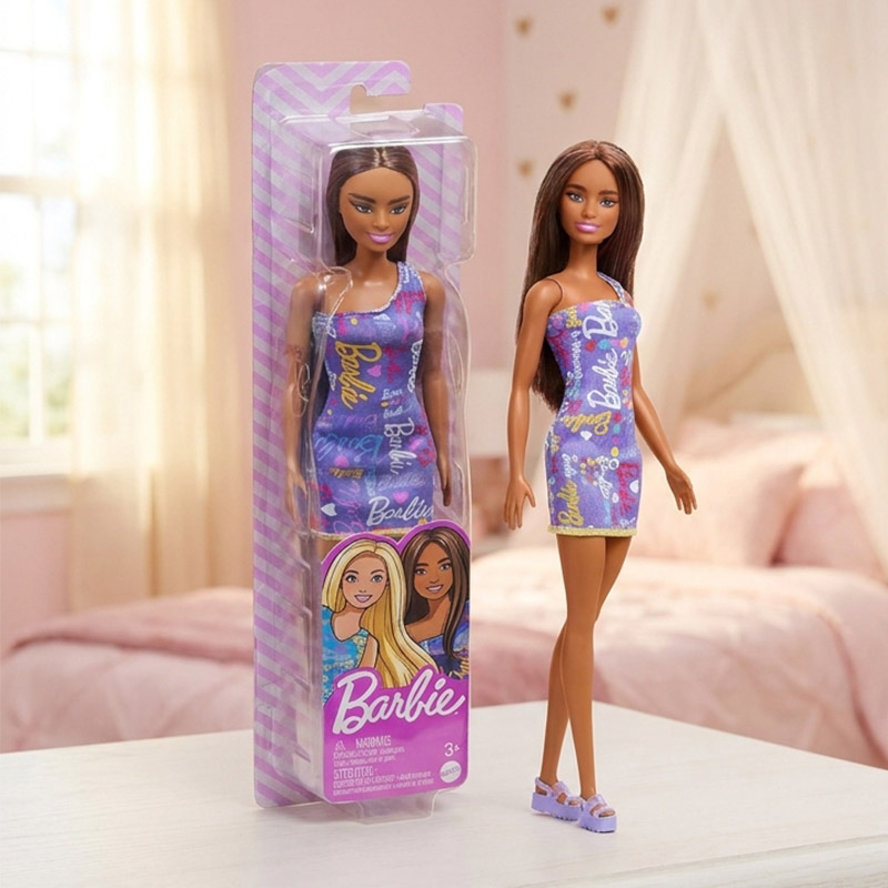 BARBIE FLOWERDRESS BROWN