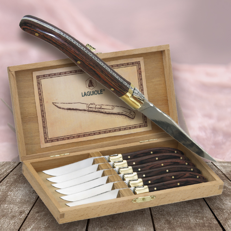 LAGUIOLE 6 STEAK KNIVES PAKKA GOLD