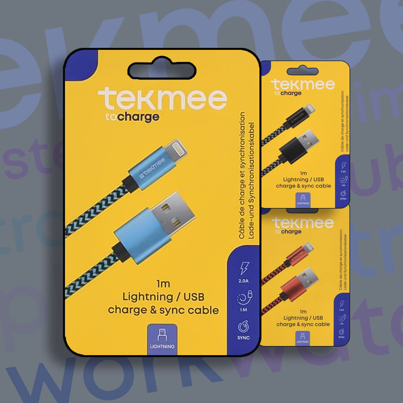 TEKMEE 1M LIGHTNING NYLON BRAIDED