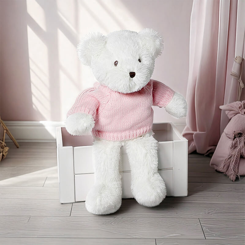 TEDDY BEAR WHITE WITH SWEATER 28CM