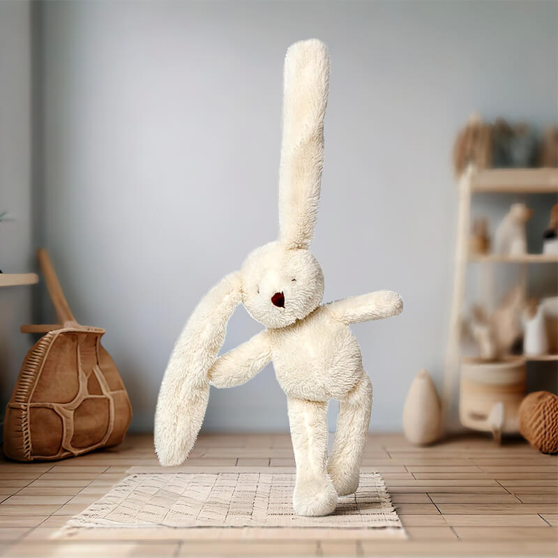 BUNNY WITH RATTLE WHITE 23CM