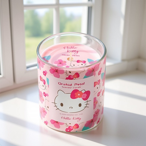 [HKOFC003P] HELLO KITTY REPEAT PRINTED CANDLE ORCHID PETAL 206G
