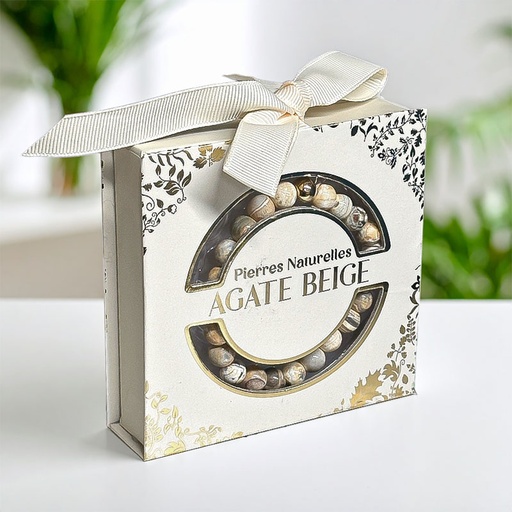 [00332001-3] BRACELET PIERRE NATUREL ACIER AGATE BEIGE