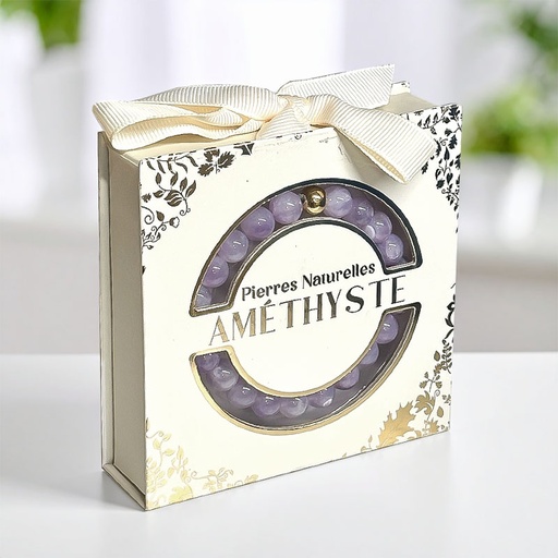 [00332001-4] BRACELET PIERRE NATUREL ACIER AMÉTHYSTE