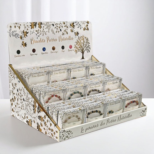 [00334359] DISPLAY BRACELETS NATURAL STONES 72pcs