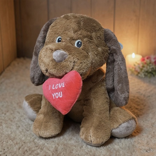 [00020137] VALENTINE DOG WITH HEART 35CM
