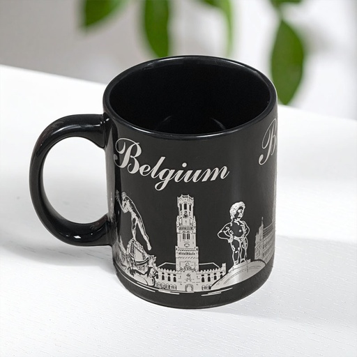 [00120059] MUG BELGIUM BLACK & SILVER