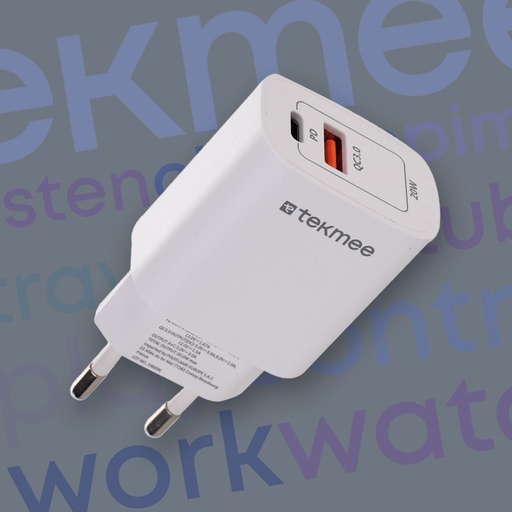 [41430153] TEKMEE PD+QC 20W WALL FAST CHARGER BULK 6pcs