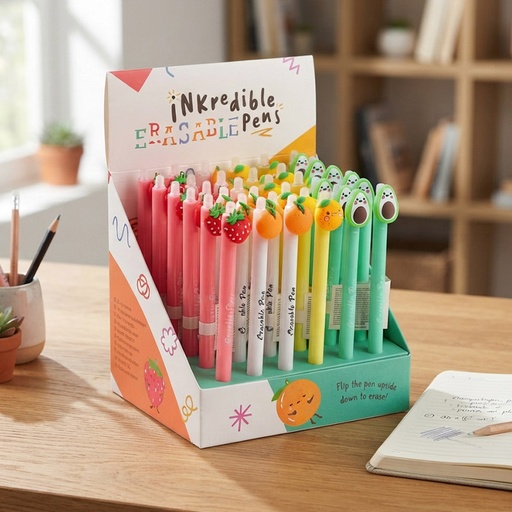 [00070133] GEL PEN WITH ERASER FRUITS /36