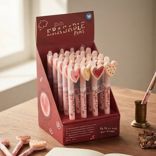[00070138] GEL PEN WITH ERASER AMORE HEART /20
