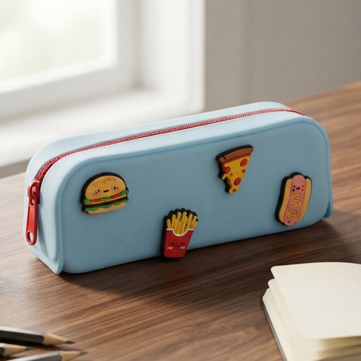 [00021937] PENCIL CASE SILICONE FOODIEMALS WITH CHARMS