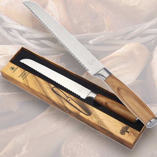 [40268466] LAGUIOLE BREAD KNIFE OLIVE WOOD