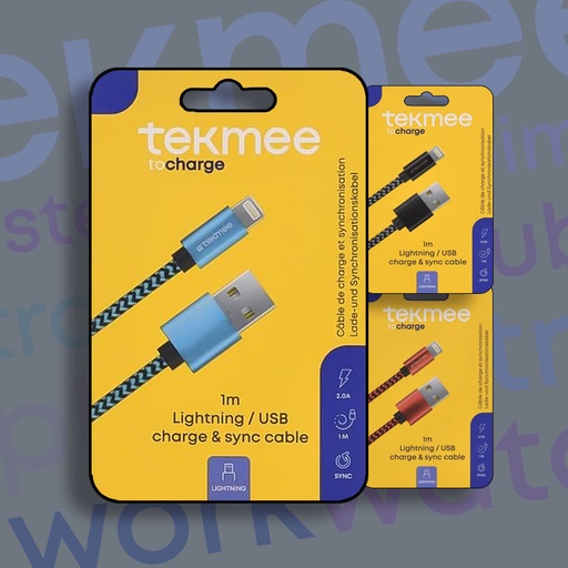 [40430068] TEKMEE 1M LIGHTNING NYLON BRAIDED