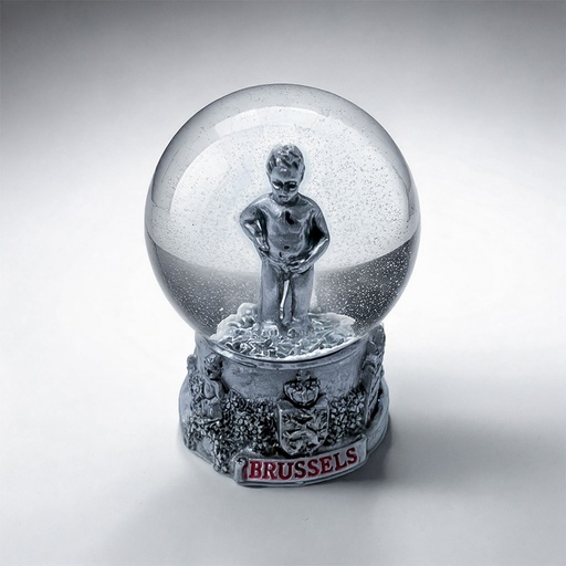 [00120071] SNOW GLOBE MANNEKEN PIS SILVER