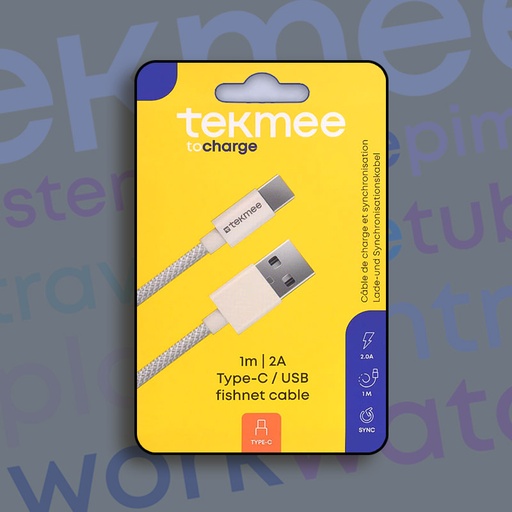 [40430166] TEKMEE 1M USB TO USB-C FISHNET 