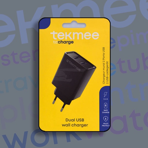 [40430186] TEKMEE 2 USB PORTS WALLCHARGER 2.4A NEW DESIGN