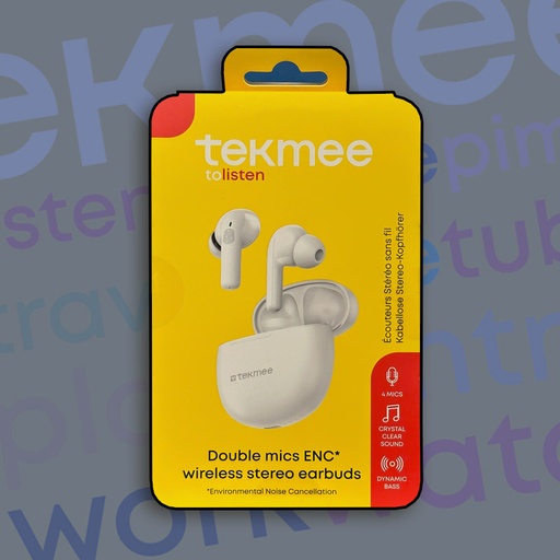 [40430180] TEKMEE BLUETOOTH STEREO EARBUDS W/ NOISE CANCELLATION