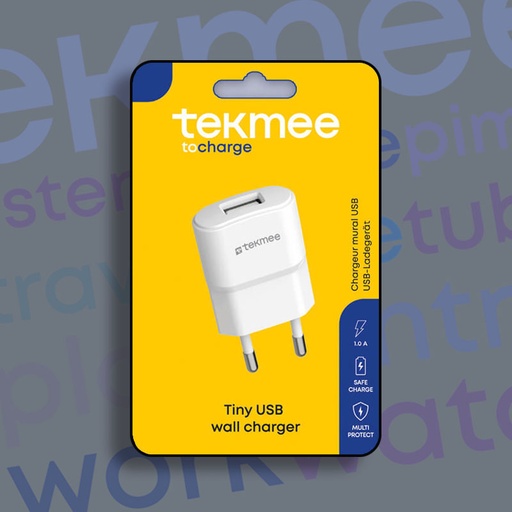 [40430193] TEKMEE 1A USB WALL CHARGER WHITE