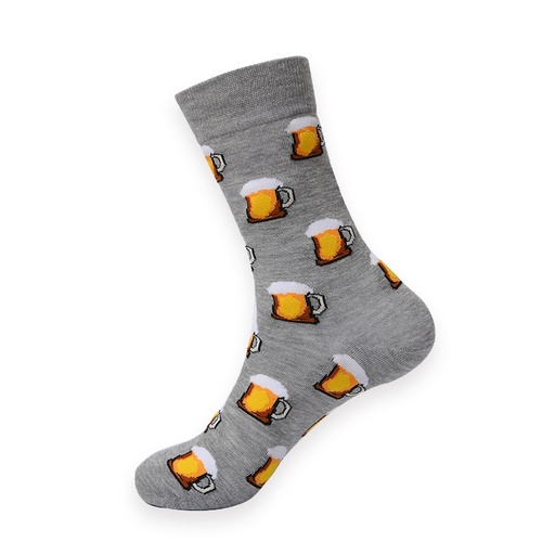 [00030224] COZY NOXXIEZ SOXXIEZ PINT OF BEERS GREY 38-45 6pcs