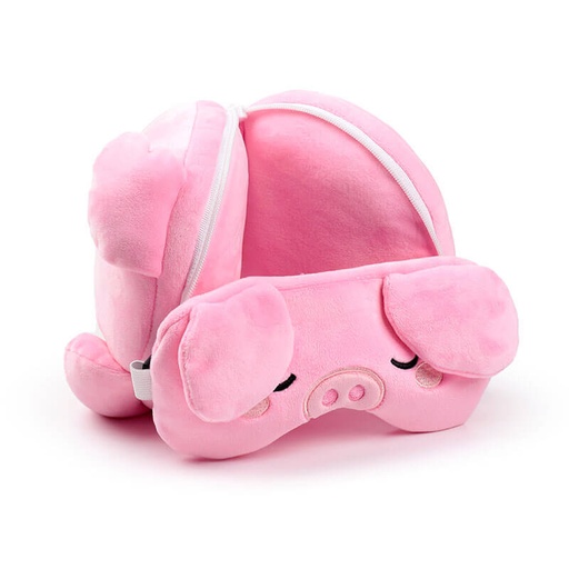 [00020921] RELAXEAZZZ 2 IN 1 TRAVEL PILLOW & SLEEPING MASK ADORAMALS OLIVER THE PIG