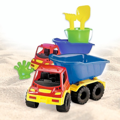 [00140031] TRUCK BEACH BUCKET SET 6pcs 33cm