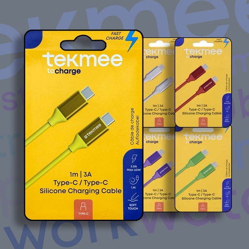 [40430317] TEKMEE 1M 60W TYPE-C TO TYPE-C SILICONE CABLE