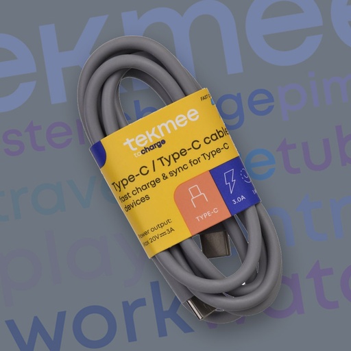 [40430152] TEKMEE 1M 3A TYPE-C/TYPE-C CABLE BULK 14pcs