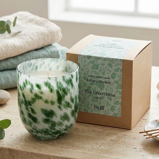 [80100032] TWILI INDOOR SCENTED CANDLE LOTUS COLL. JADE GREEN L 14,5cm/1500gr