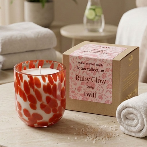 [80100053] TWILI INDOOR SCENTED CANDLE LOTUS COLL. RUBY GLOW S 9cm/200gr