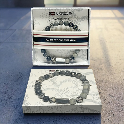 [00315140-7] BRACELET GEOGRAPHICAL NORWAY AGATE NOIR