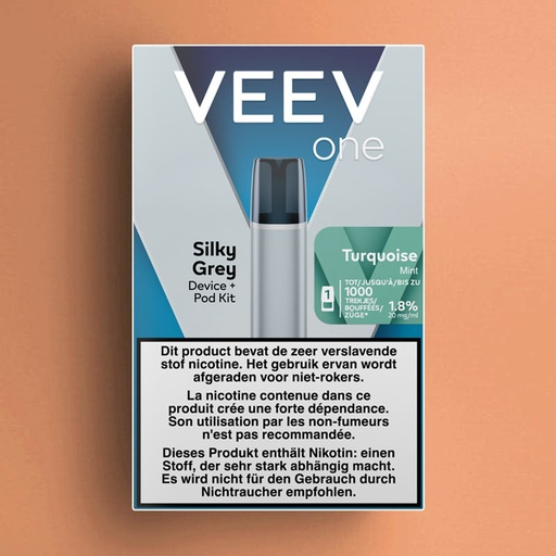 [00002841] VEEV ONE KIT SILKY GREY DEVICE + TURQUOISE MINT POD 20MG