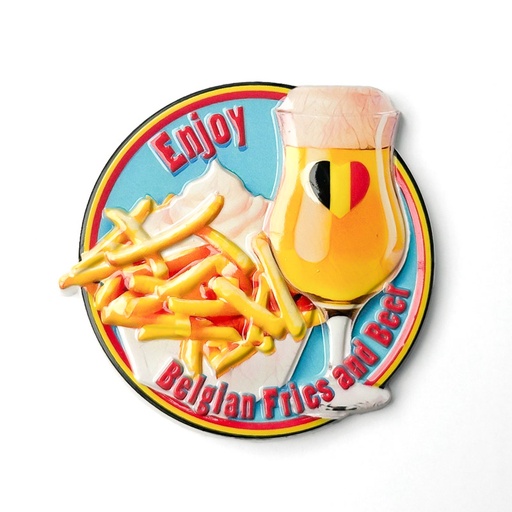 [00120090] MAGNET BEER & FRIES 3D ROUND